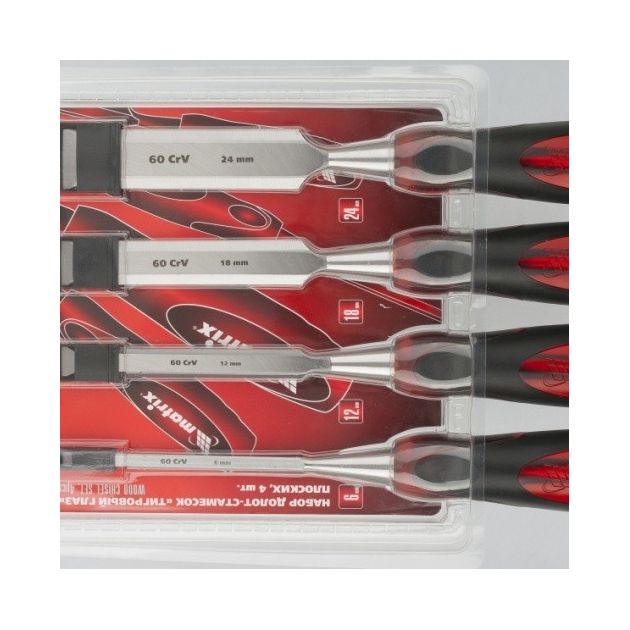 Набор долот-стамесок "Тигровый глаз", 4 шт, 6-12-18-24 мм MATRIX, фото , изображение 3 | SNABZHENIE.com.ua