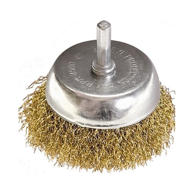 Щітка для дрелі 50 мм, чашечна з хвостовиком, латуньована витая проволока MATRIX (744759M), фото , зображення 3 | SNABZHENIE.com.ua