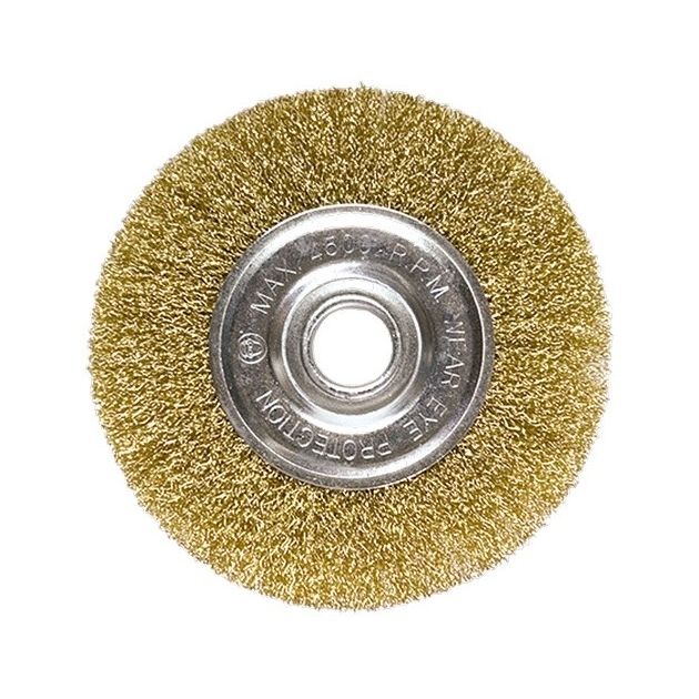Щітка для УШМ 125 мм, посадка M14, плоска, латунирована витая проволока MATRIX (746569M), фото , зображення 3 | SNABZHENIE.com.ua