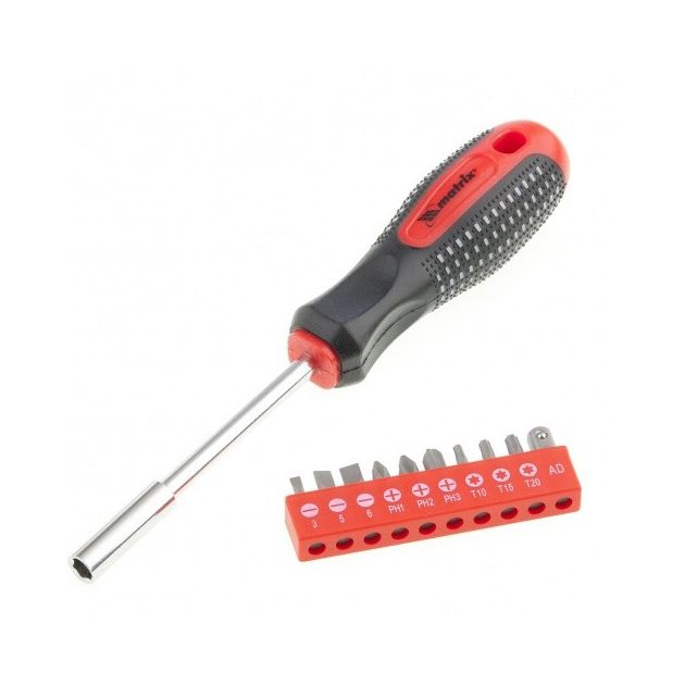 Отвертка с битами 10 шт, рукоятка 3-компонентная MATRIX (114539M), фото , изображение 3 | SNABZHENIE.com.ua