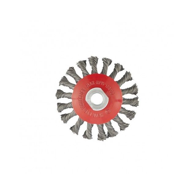 Щітка для УШМ, 100 мм, М14, тарілка, кручене волосся 0,5 мм MATRIX (746099M), фото , зображення 4 | SNABZHENIE.com.ua