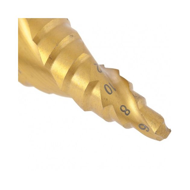 Сверло ступенчасте (6,8,10,12,14,16,18,20,22,24,26,28,30 мм) HSS спіральне профільне трьохгранне хвостове MATRIX (723579M), фото , зображення 4 | SNABZHENIE.com.ua