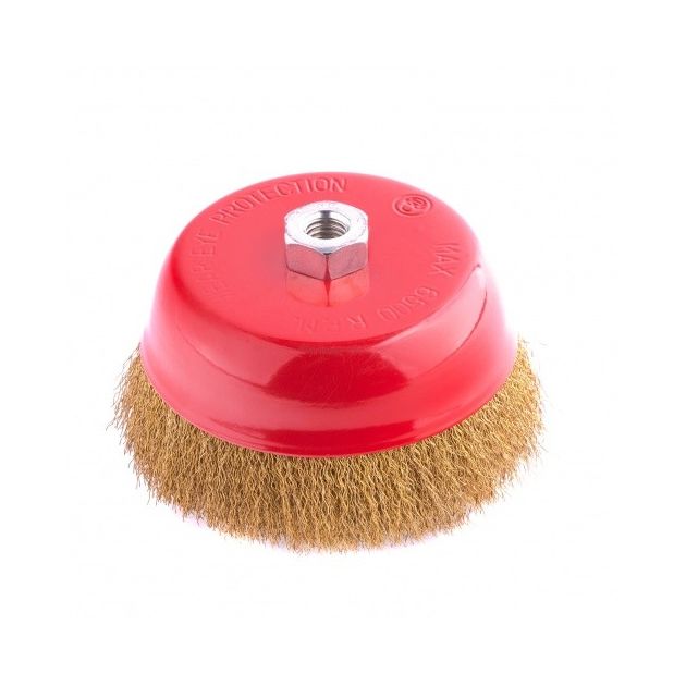 Щітка для УШМ 150 мм, М14, чашечна, латуньована витая проволока MATRIX (746079M), фото , зображення 4 | SNABZHENIE.com.ua