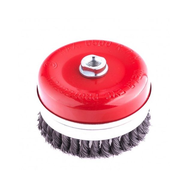 Щітка для УШМ Heavy Duty, 125 мм, М14, чашечна, кручена сталевою проволокою MATRIX (746749M), фото , зображення 4 | SNABZHENIE.com.ua