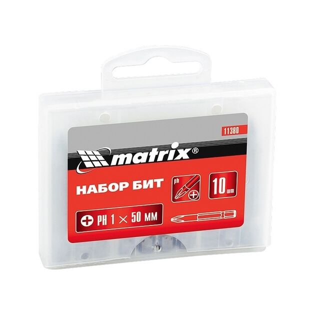 Набор бит PH1 50 мм, сталь 45Х, 10 шт., в боксе MATRIX, фото  | SNABZHENIE.com.ua