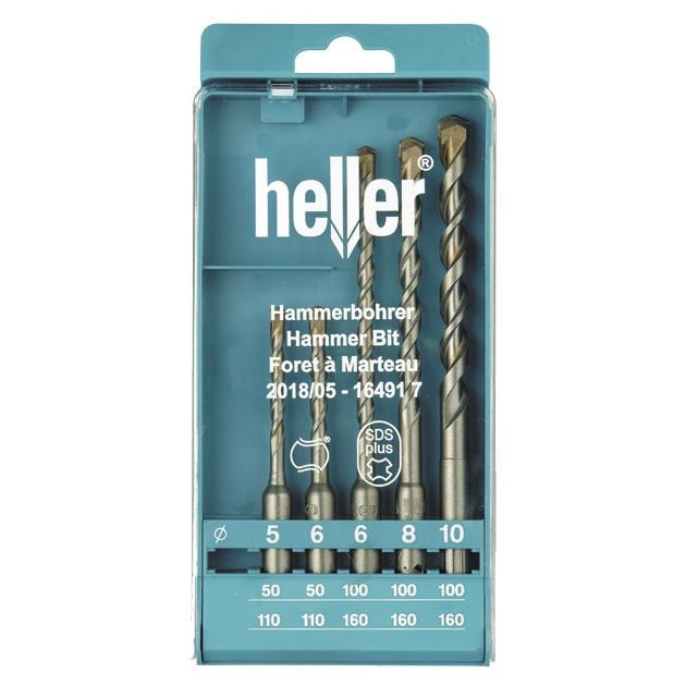 Набор буров по бетону 5 ед. HELLER Bionic SDS-plus (16491)
