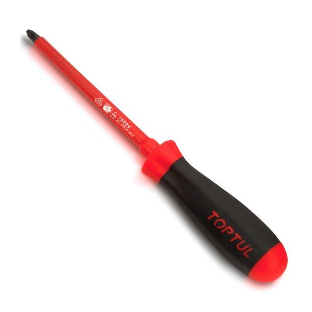 Изолированная отвертка крестовая PH2 x 100 мм (1000V) TOPTUL, фото  | SNABZHENIE.com.ua