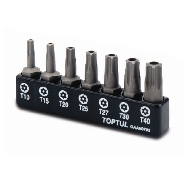 Набор бит Torx T10-T40 с отверстием TOPTUL (GAAV0703), фото  | SNABZHENIE.com.ua