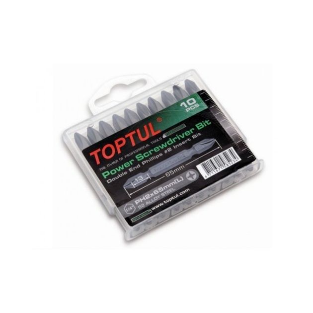 Набор бит 1/4 PH2 65мм двухсторонних 10шт. TOPTUL (GAAW1001), фото  | SNABZHENIE.com.ua