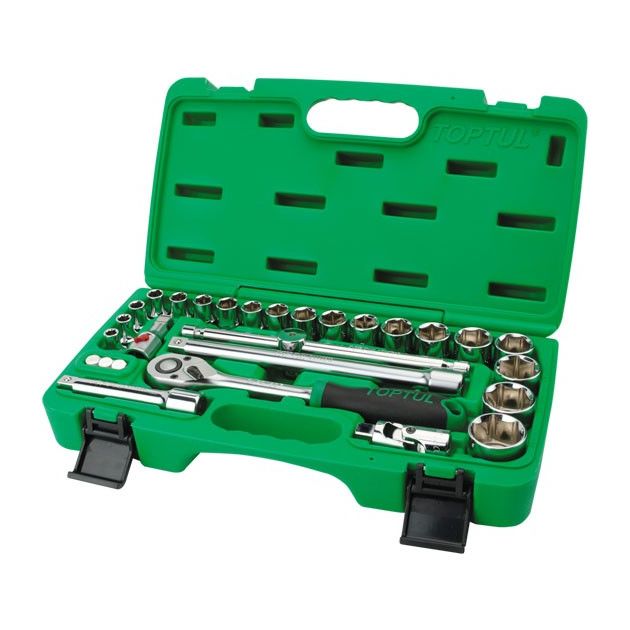 Набор инструмента 1/2" 28 ед. со светящимся переходником TOPTUL, фото  | SNABZHENIE.com.ua