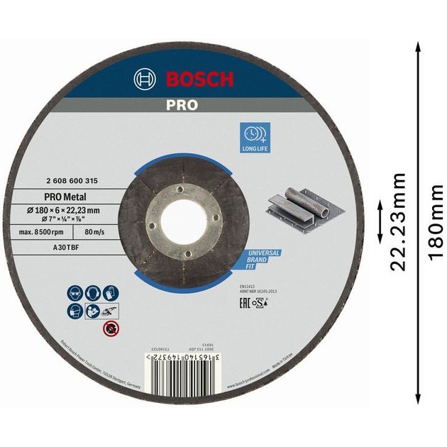 Обдирочный круг 180 x 6,0 x 22,23 мм по металлу BOSCH Expert, фото  | SNABZHENIE.com.ua