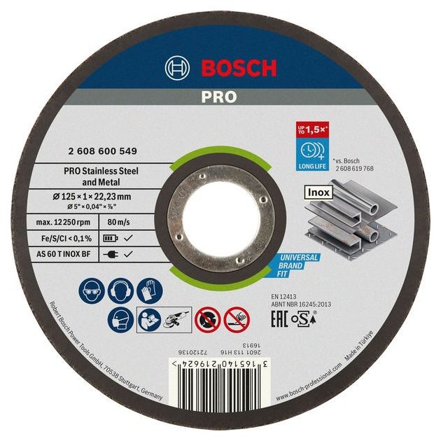 Круг отрезной 125 мм по нержавеющей стали Expert for Inox BOSCH, фото  | SNABZHENIE.com.ua
