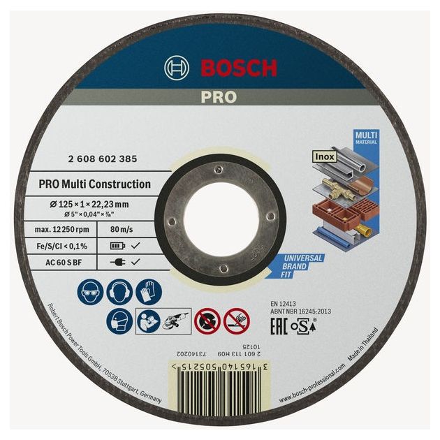 Отрезной круг 125 мм по металлу и камню, прямой, BOSCH Rapido Multi, фото  | SNABZHENIE.com.ua