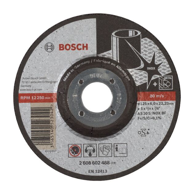 Круг обдирочний 125 x 6,0 x 22,23 мм по нержавіючій сталі, випуклий, Expert for Inox BOSCH (2608602488), фото  | SNABZHENIE.com.ua