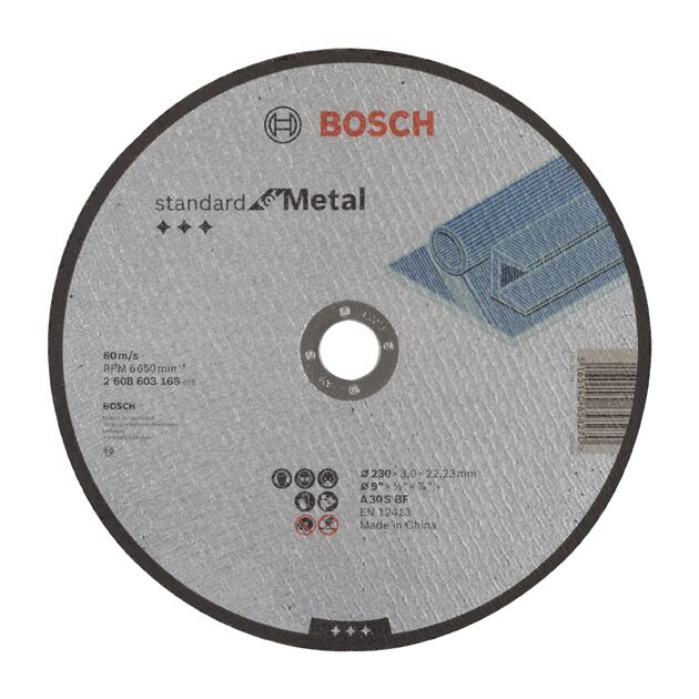 Отрезной круг 230 х 3,0 x 22,23 мм по металлу BOSCH Standard, фото  | SNABZHENIE.com.ua