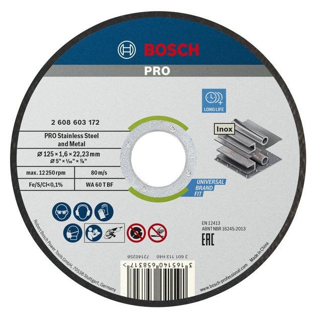 Отрезной круг 125x1,6x22,23 мм для нержавеющей стали BOSCH, фото  | SNABZHENIE.com.ua