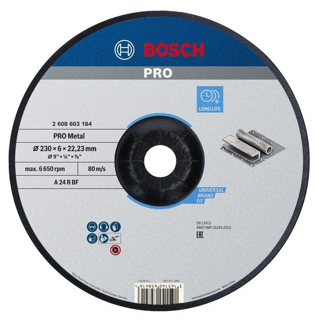 Круг обдирочный 230х6,0х22,23 мм выпуклый Standard BOSCH, фото  | SNABZHENIE.com.ua