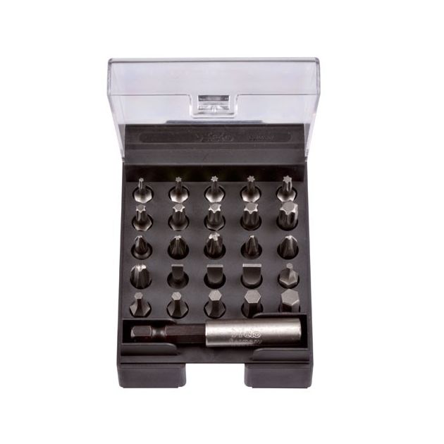 Набор бит 25 мм Torx; PZ; PH; SL; SW + магнитный держатель, 1/4", С 6,3; 26шт. FELO (02002616), фото  | SNABZHENIE.com.ua