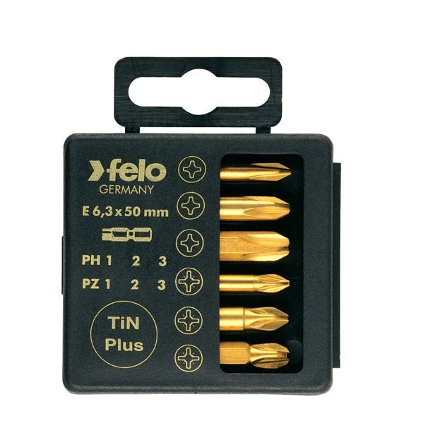 Набор бит 50 мм TIN PZ1; PZ2; PZ3; PH1; PH2; PH3 6 шт FELO (03291576), фото  | SNABZHENIE.com.ua
