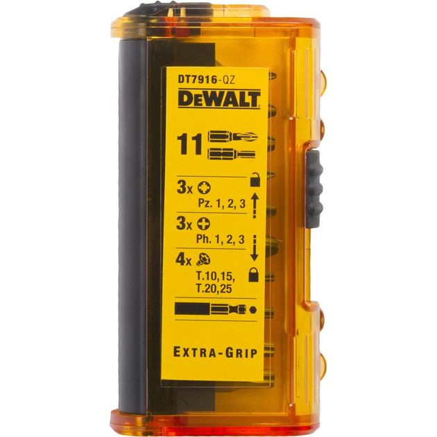 Набір біт Extra Grip, біт: PZ, PH, Torx, магнітний тримач, 11 предметів DeWALT (DT7916), фото , зображення 3 | SNABZHENIE.com.ua Набір біт Extra Grip, біт: PZ, PH, Torx, магнітний тримач, 11 предметів DeWALT (DT7916), фото , зображення 3 | SNABZHENIE.com.ua