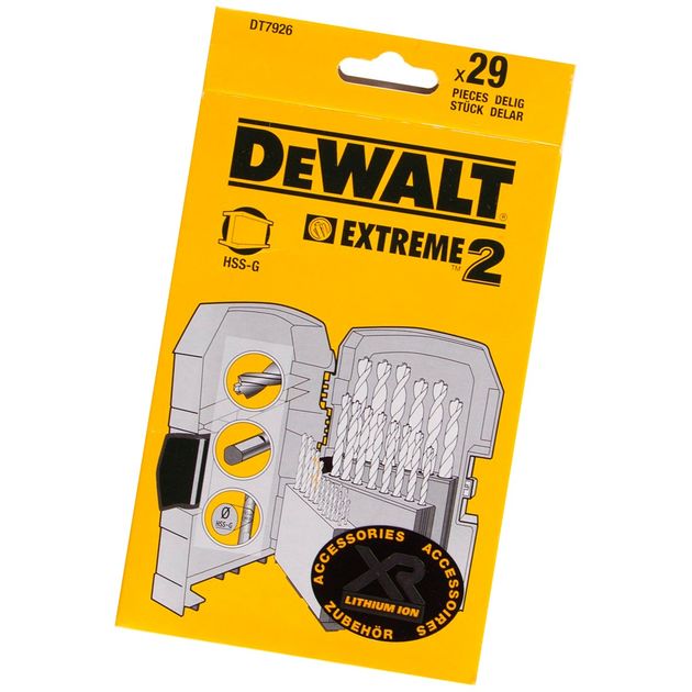 Набір свердел по металу 29 шт. 1 - 13 мм в боксі Midisafe HSS-G Extreme2 DeWALT (DT7926), фото , зображення 3 | SNABZHENIE.com.ua Набір свердел по металу 29 шт. 1 - 13 мм в боксі Midisafe HSS-G Extreme2 DeWALT (DT7926), фото , зображення 3 | SNABZHENIE.com.ua