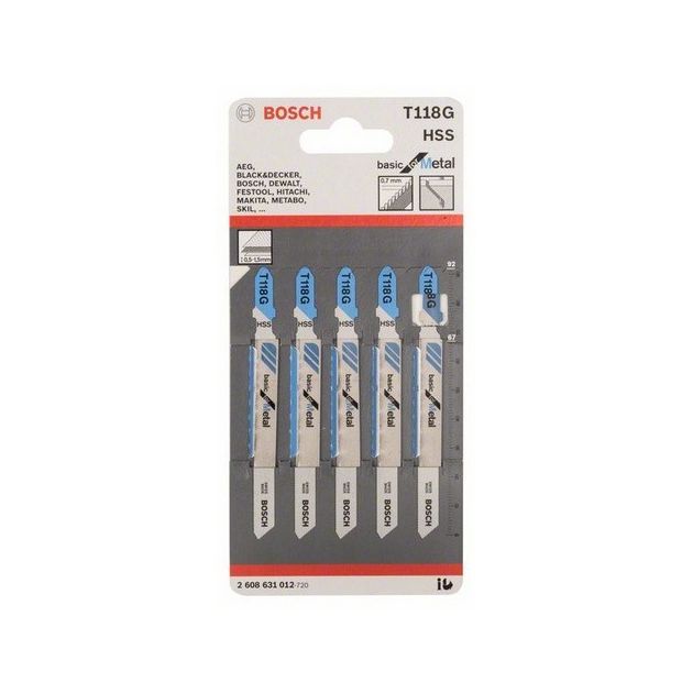 Полотно для лобзика T 118 G Basic по металлу, 5 шт, BOSCH, фото , изображение 2 | SNABZHENIE.com.ua Полотно для лобзика T 118 G Basic по металлу, 5 шт, BOSCH, фото , изображение 2 | SNABZHENIE.com.ua