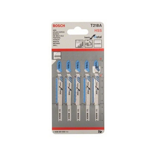 Пильне полотно для лобзика T 218 A Basic for Metal по металу 5 шт, BOSCH (2608631032), фото , зображення 2 | SNABZHENIE.com.ua Пильне полотно для лобзика T 218 A Basic for Metal по металу 5 шт, BOSCH (2608631032), фото , зображення 2 | SNABZHENIE.com.ua