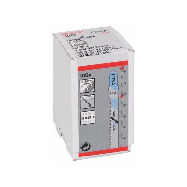 Пильное полотно T 118 A Basic для металла 100 шт, BOSCH (2608631964), фото , изображение 2 | SNABZHENIE.com.ua Пильное полотно T 118 A Basic для металла 100 шт, BOSCH (2608631964), фото , изображение 2 | SNABZHENIE.com.ua