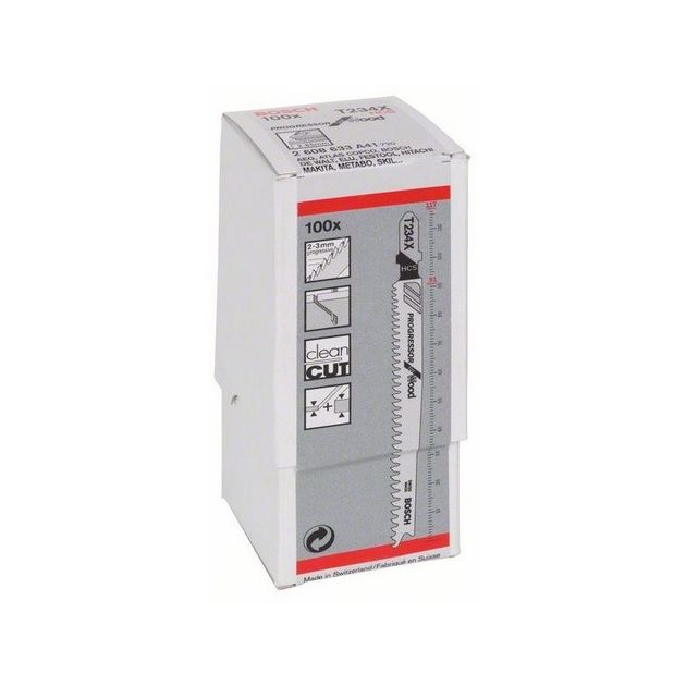 Пильне полотно для лобзика T 234 X Progressor for Wood по дереву 100 шт, BOSCH (2608633A41), фото , зображення 2 | SNABZHENIE.com.ua Пильне полотно для лобзика T 234 X Progressor for Wood по дереву 100 шт, BOSCH (2608633A41), фото , зображення 2 | SNABZHENIE.com.ua