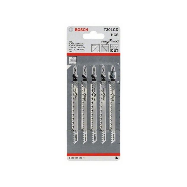 Пильне полотно для лобзика T 301 CD Clean for Wood по дереву 5 шт, BOSCH (2608637590), фото , зображення 2 | SNABZHENIE.com.ua Пильне полотно для лобзика T 301 CD Clean for Wood по дереву 5 шт, BOSCH (2608637590), фото , зображення 2 | SNABZHENIE.com.ua
