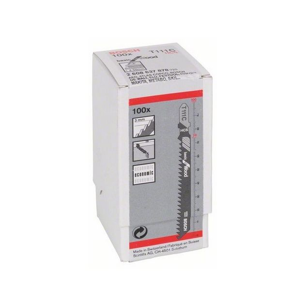 Пильне полотно для лобзика T 111 C Basic for Wood 100 шт, BOSCH (2608637878), фото , зображення 2 | SNABZHENIE.com.ua Пильне полотно для лобзика T 111 C Basic for Wood 100 шт, BOSCH (2608637878), фото , зображення 2 | SNABZHENIE.com.ua