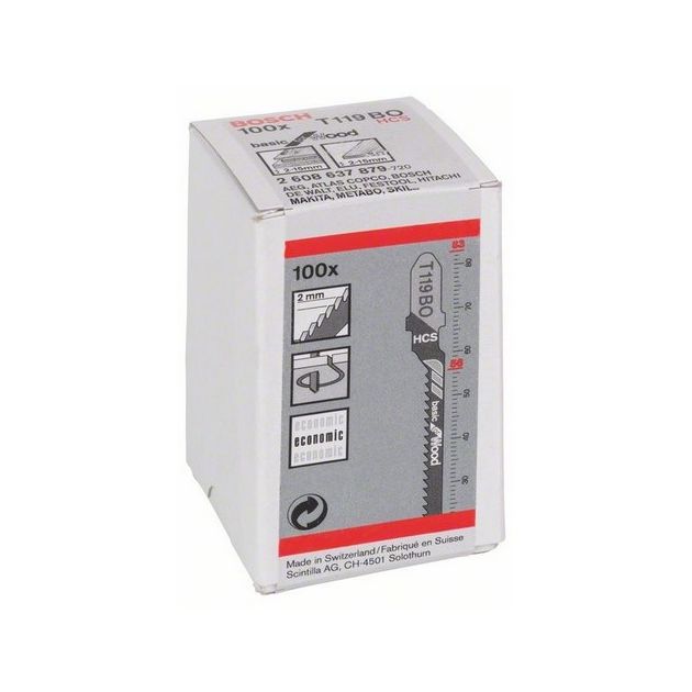 Пильне полотно для лобзика T 119 V0 Basic for Wood по дереву 100 шт, BOSCH (2608637879), фото , зображення 2 | SNABZHENIE.com.ua Пильне полотно для лобзика T 119 V0 Basic for Wood по дереву 100 шт, BOSCH (2608637879), фото , зображення 2 | SNABZHENIE.com.ua