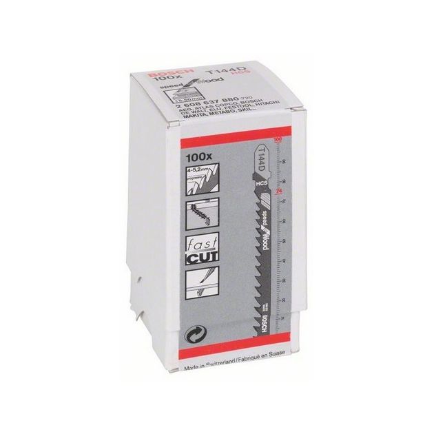Пильне полотно для лобзика T 144 D Speed for Wood по дереву 100 шт, BOSCH (2608637880), фото , зображення 2 | SNABZHENIE.com.ua Пильне полотно для лобзика T 144 D Speed for Wood по дереву 100 шт, BOSCH (2608637880), фото , зображення 2 | SNABZHENIE.com.ua
