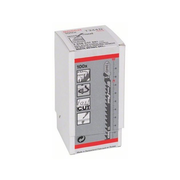Пильне полотно для лобзика T 244 D Speed for Wood по дереву 100 шт, BOSCH (2608637881), фото , зображення 2 | SNABZHENIE.com.ua Пильне полотно для лобзика T 244 D Speed for Wood по дереву 100 шт, BOSCH (2608637881), фото , зображення 2 | SNABZHENIE.com.ua