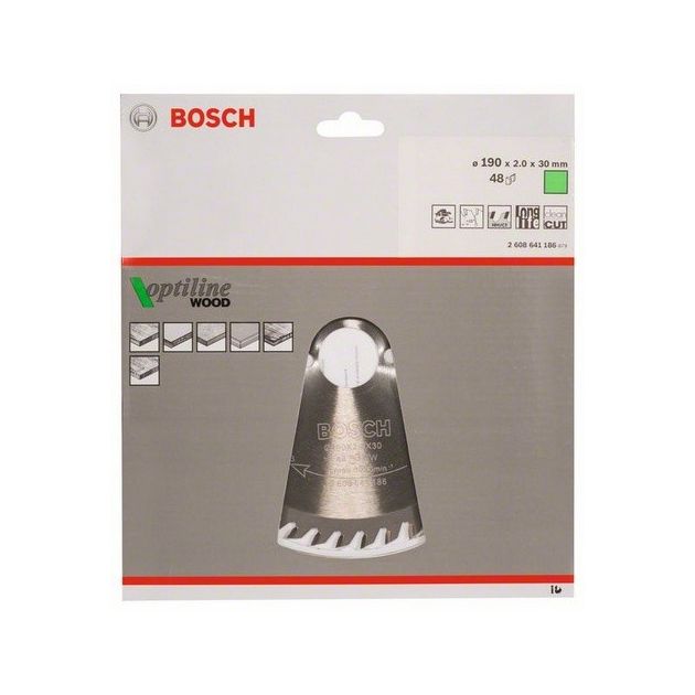 Пильный диск 190 x 30 мм, Z 48 для дерева Optiline Wood BOSCH, фото , изображение 2 | SNABZHENIE.com.ua Пильный диск 190 x 30 мм, Z 48 для дерева Optiline Wood BOSCH, фото , изображение 2 | SNABZHENIE.com.ua