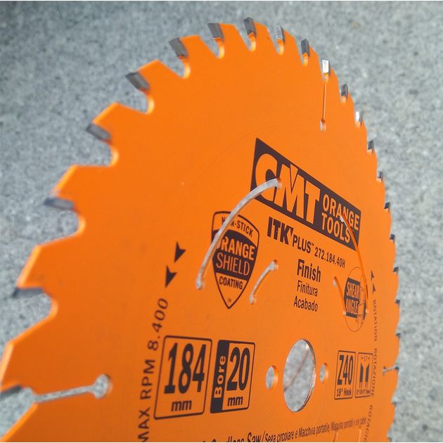 Диск пильний 184 х 20 мм, Z 40 з тонким пропилом по дереву для поперечного пилення CMT (272.184.40H), фото , зображення 7 | SNABZHENIE.com.ua