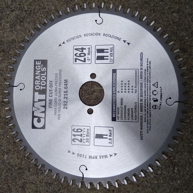 Дисковая пила 216мм, Z 64, для ручной циркулярки CMT, фото , изображение 6 | SNABZHENIE.com.ua Дисковая пила 216мм, Z 64, для ручной циркулярки CMT, фото , изображение 6 | SNABZHENIE.com.ua