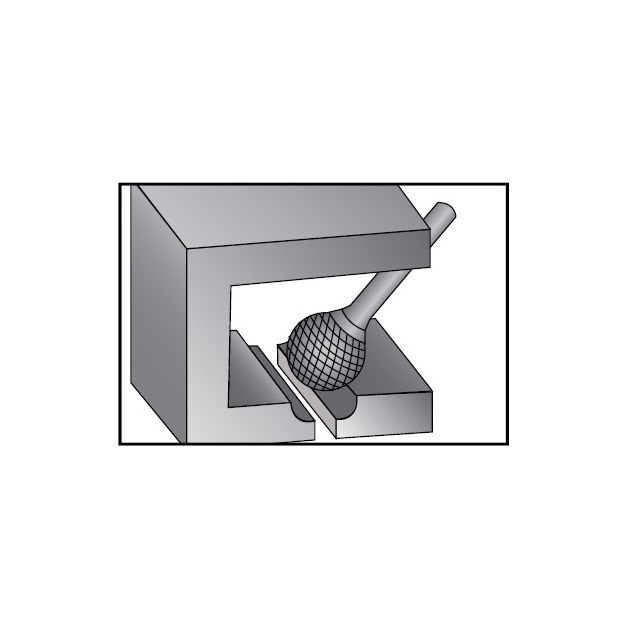 Борфреза (шарошка) сферическая 12,0 х 10,0 х 55 мм хвостовик 6 мм; VORM D насечка 4 сталь MAYKESTAG (078740611211), фото , изображение 2 | SNABZHENIE.com.ua