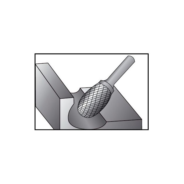 Борфреза (шарошка) овальная 4,0 х 6,0 х 50 мм хвостовик 6 мм VORM Е; насечка 4 сталь MAYKESTAG (0786406104100), фото , изображение 2 | SNABZHENIE.com.ua