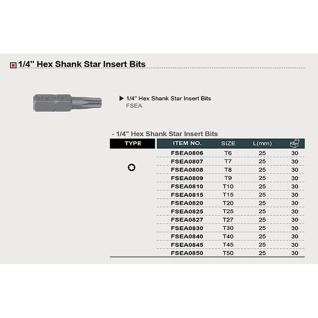 Бита 1/4" 25 мм TORX T15 TOPTUL (FSEA0815), фото , изображение 3 | SNABZHENIE.com.ua Бита 1/4" 25 мм TORX T15 TOPTUL (FSEA0815), фото , изображение 3 | SNABZHENIE.com.ua