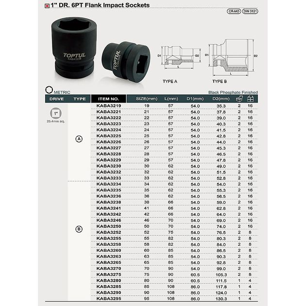 Ударная торцевая головка 1/2" 30 мм TOPTUL (KABA3230), фото , изображение 2 | SNABZHENIE.com.ua Ударная торцевая головка 1/2" 30 мм TOPTUL (KABA3230), фото , изображение 2 | SNABZHENIE.com.ua