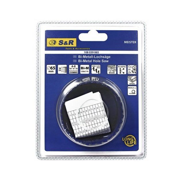 Кольцевая пила S&R Meister 65 мм HSS-Co8% М42, фото , изображение 10 | SNABZHENIE.com.ua Кольцевая пила S&R Meister 65 мм HSS-Co8% М42, фото , изображение 10 | SNABZHENIE.com.ua