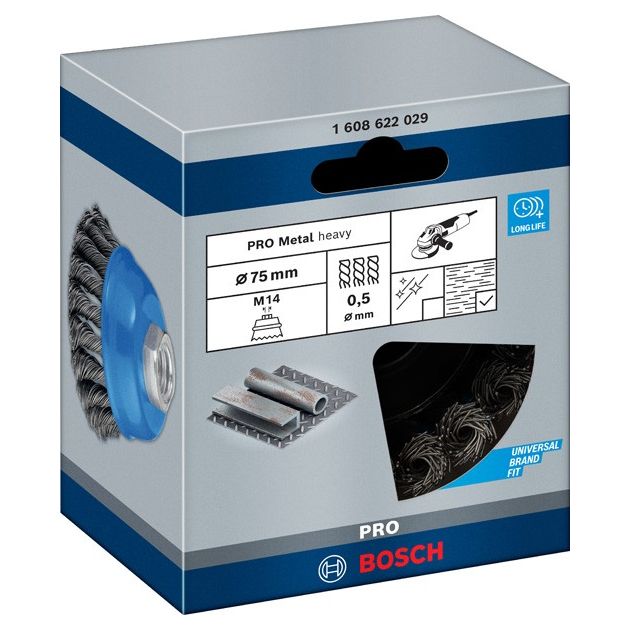 Щетка чашечная 75 мм M14 витая проволока 0,5 мм BOSCH (1608622029), фото  | SNABZHENIE.com.ua