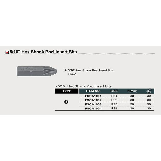 Бита (насадка) 5/16 L-30 мм PZ4 TOPTUL (FSCA1004), фото , зображення 3 | SNABZHENIE.com.ua Бита (насадка) 5/16 L-30 мм PZ4 TOPTUL (FSCA1004), фото , зображення 3 | SNABZHENIE.com.ua