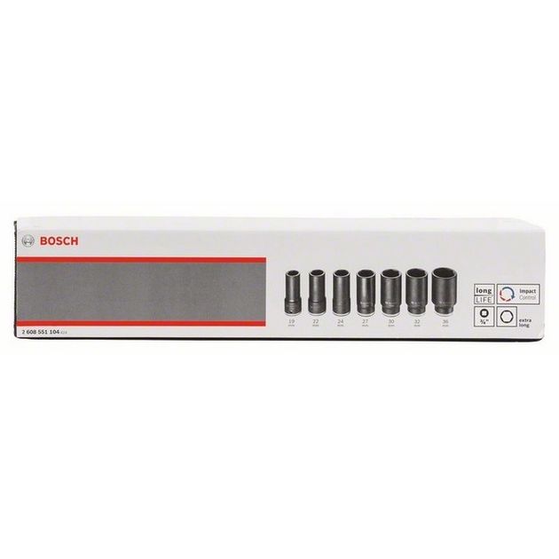 Ударные головки 19-36 мм, 3/4", 90 мм, 7 шт. набор BOSCH (2608551104), фото , изображение 2 | SNABZHENIE.com.ua