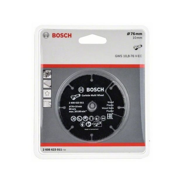 Твердосплавний відрізний круг 76 x 1,0 x 10 мм для деревини та пластику, прямий, Multi Wheel BOSCH (2608623011), фото , зображення 2 | SNABZHENIE.com.ua