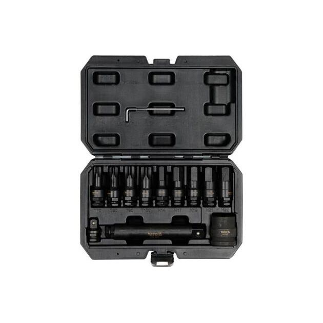 Набор бит YATO TORX, HEX для квадратов 1/2", 3/4", 12 эл., фото  | SNABZHENIE.com.ua