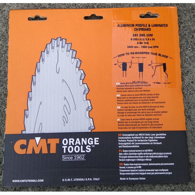 Диск пильний 250 х 30 мм, Z 80, для кольорових металів та ламінованих панелей CMT (297.080.10M), фото , зображення 14 | SNABZHENIE.com.ua Диск пильний 250 х 30 мм, Z 80, для кольорових металів та ламінованих панелей CMT (297.080.10M), фото , зображення 14 | SNABZHENIE.com.ua