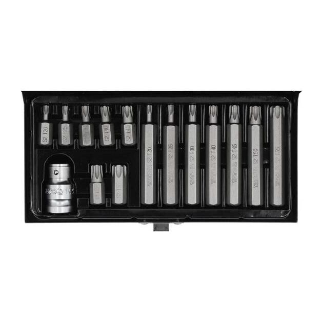 Бита TORX 30, 75 мм + переходник ½, набор 15 шт. YATO, фото  | SNABZHENIE.com.ua