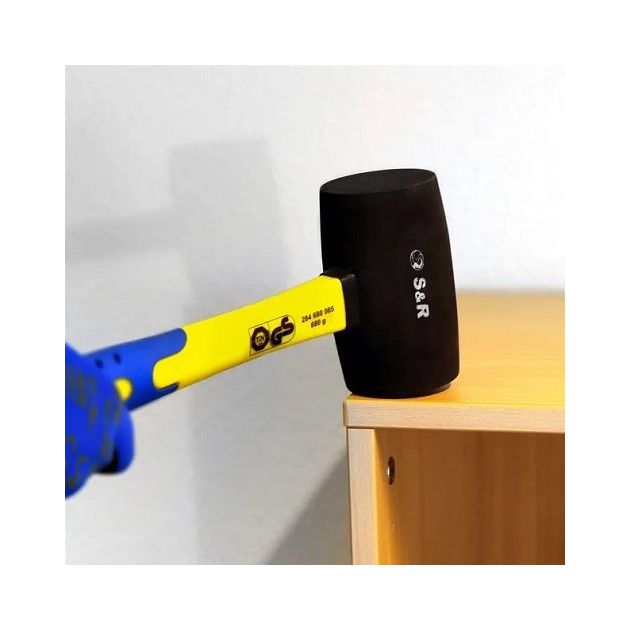 Молоток резиновый S&R черный d75 мм 910 г фибергласс, фото  | SNABZHENIE.com.ua